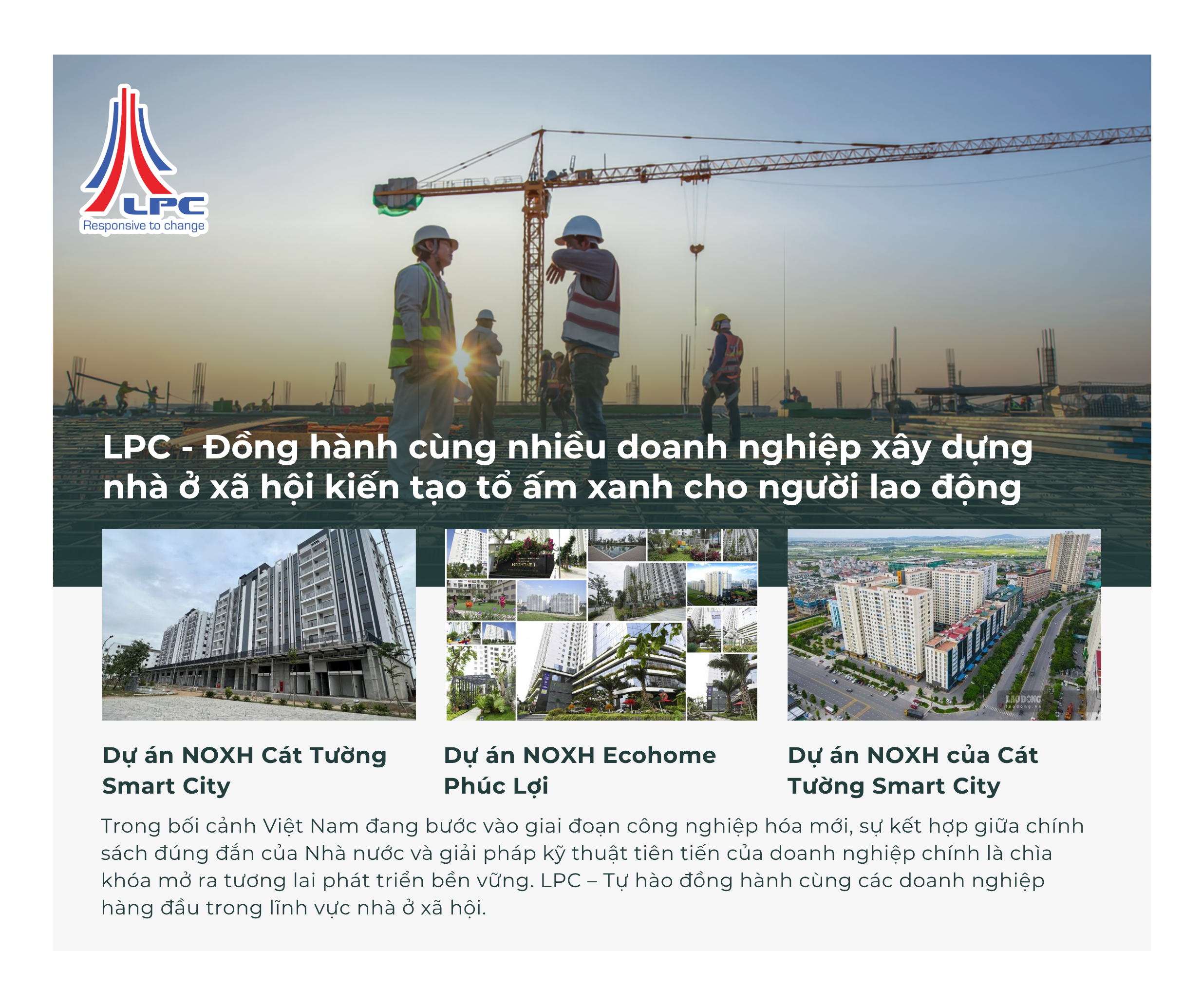 LPC – Đồng hành cùng nhiều doanh nghiệp xây dựng nhà ở xã hội kiến tạo tổ ấm xanh cho người lao động